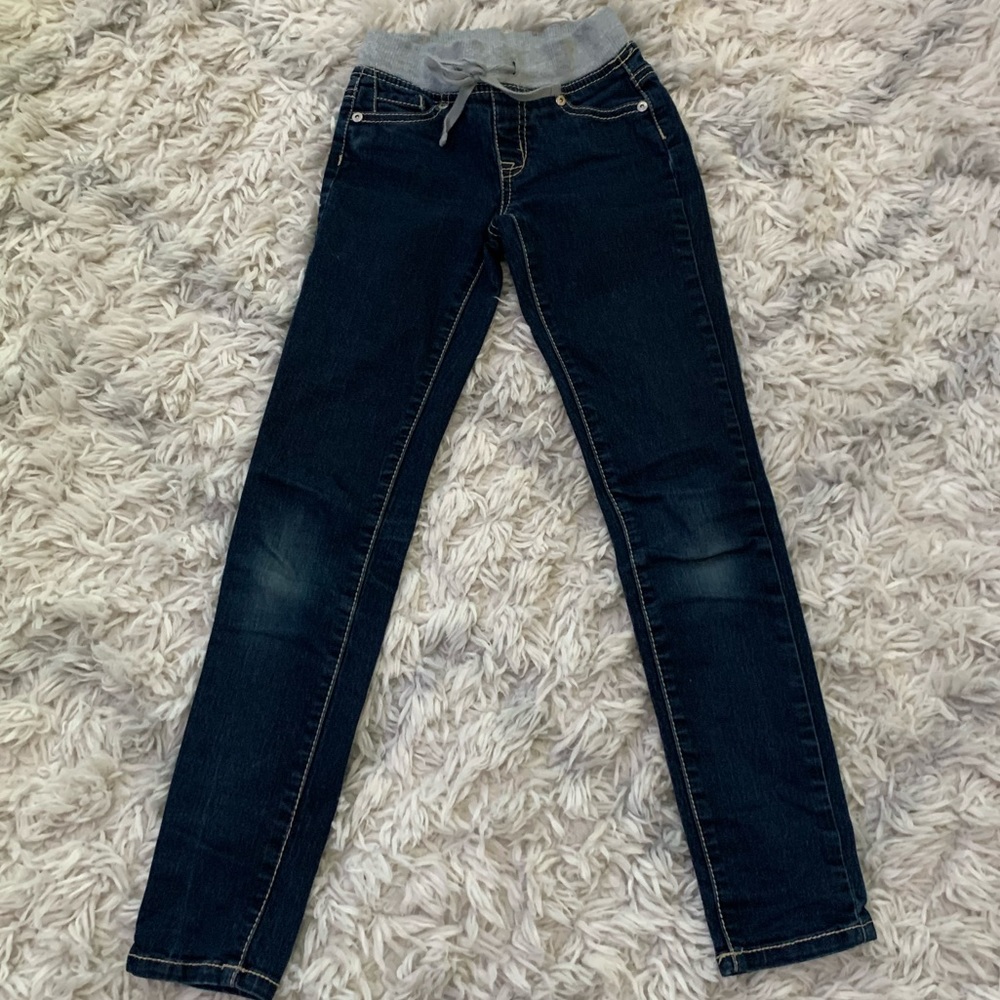 Justice girls skinny blue jeans elastic waistband Size 6